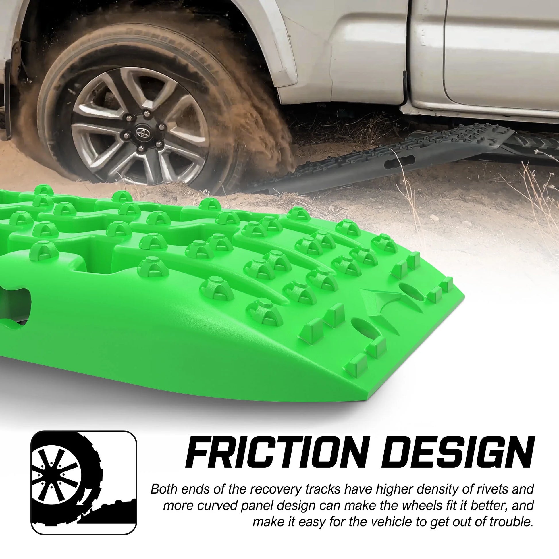 X-BULL Traction Track Traction Boards Kits Recovery Track 2PCS Sand Mud Snow Track Tire Ladder 4WD with Bag+Hardware Green 3.0