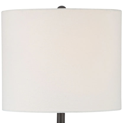 360 Lighting Lynn Modern Buffet Table Lamps 26" Tall Set of 2 Black Metal White Fabric Drum Shade for Bedroom Living Room Bedside Nightstand Office
