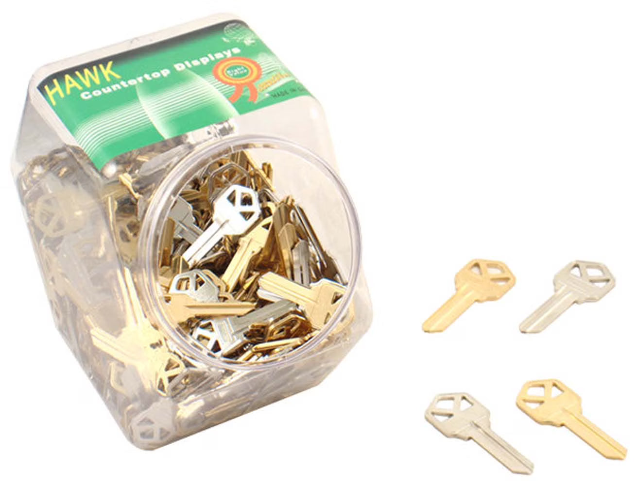SAFEGUARD Key Blanks Jar: 288 Pieces | Standard "KW" Style | Goldtone & Silvertone | Ready for Locksmith Customization | A Staple for Every Hardware Store & Key Shop