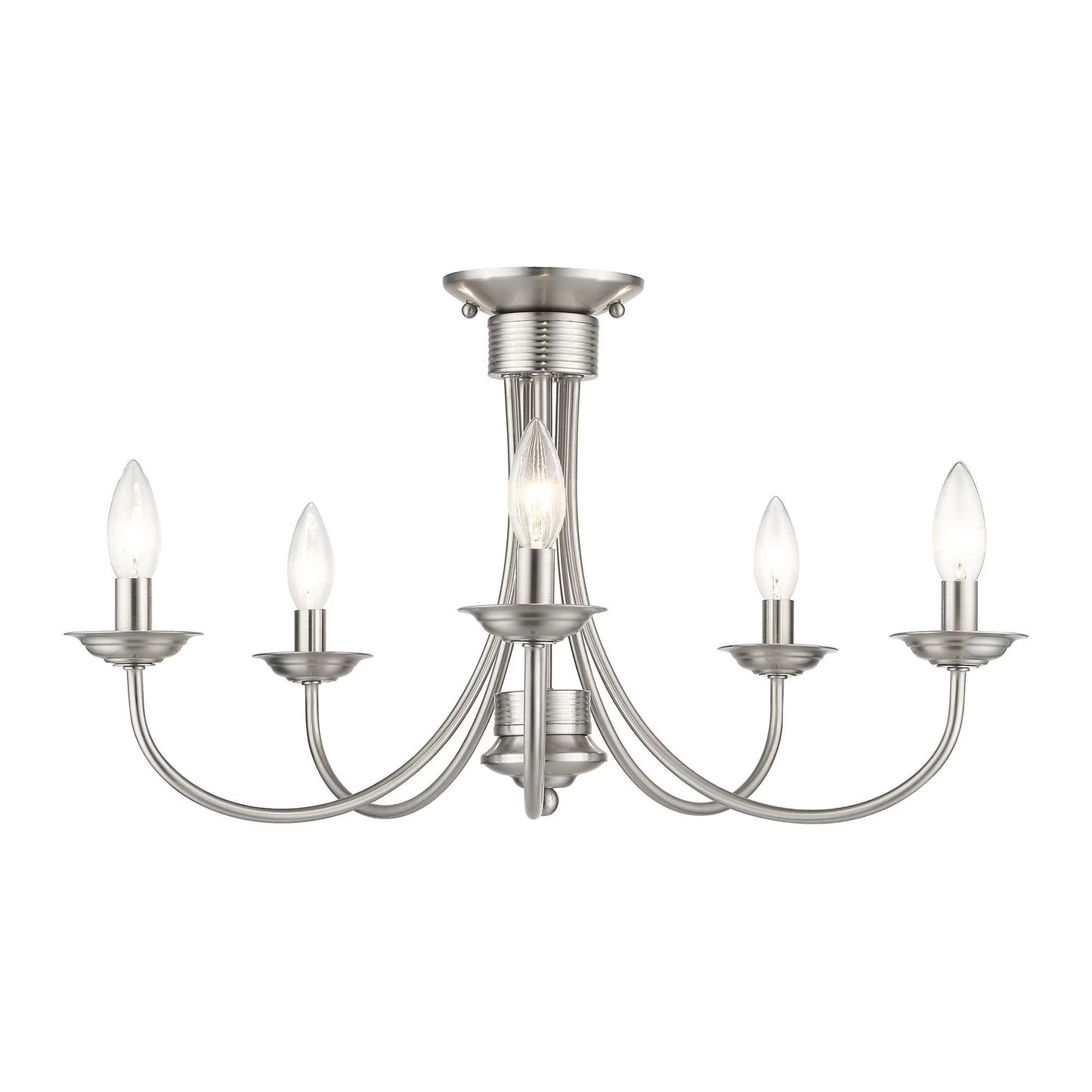 42684-91-Livex Lighting-Estate - 5 Light Large Semi-Flush Mount In Style-13.25 Inches Tall and 24 Inches Wide-Brushed Nickel Finish