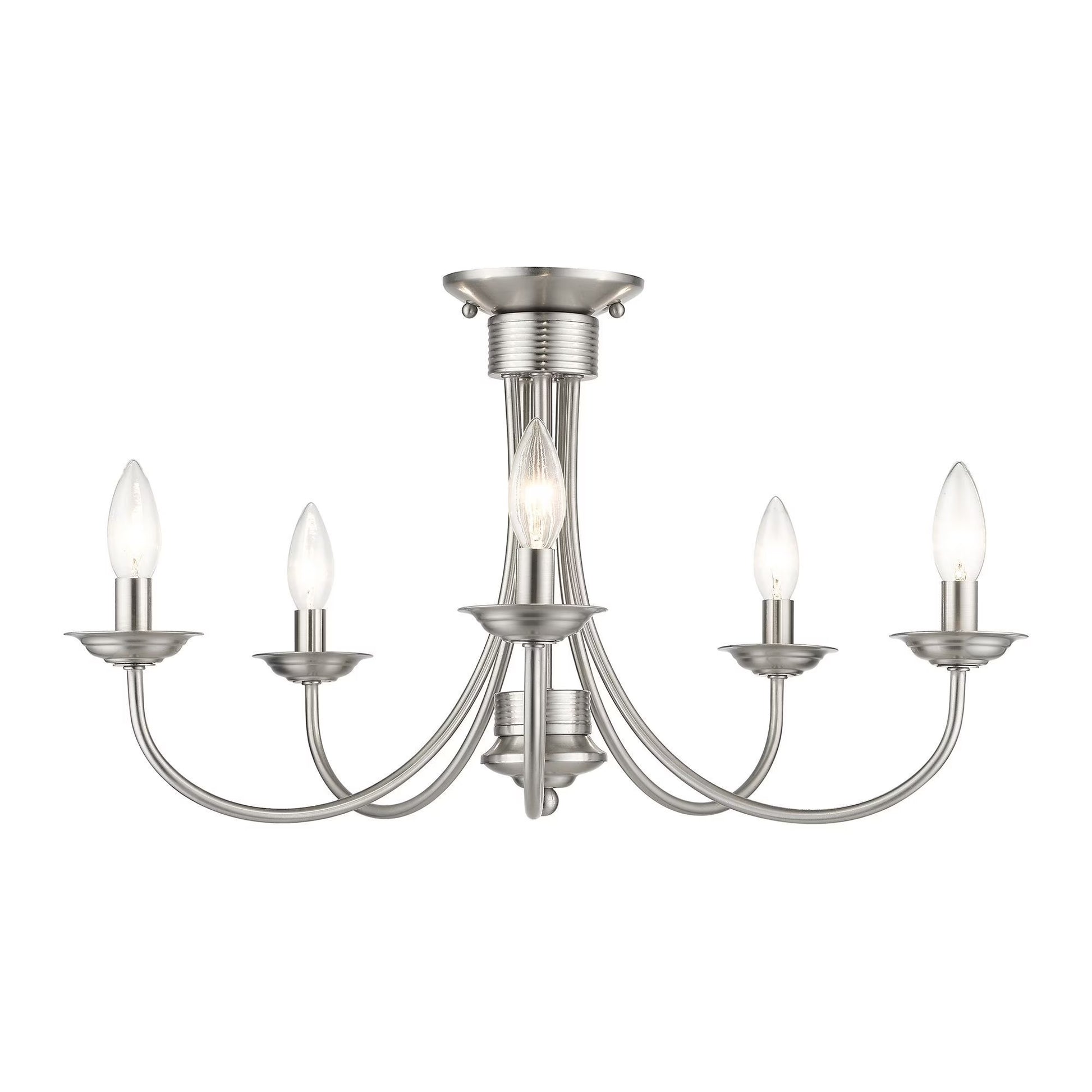 42684-91-Livex Lighting-Estate - 5 Light Large Semi-Flush Mount In Style-13.25 Inches Tall and 24 Inches Wide-Brushed Nickel Finish