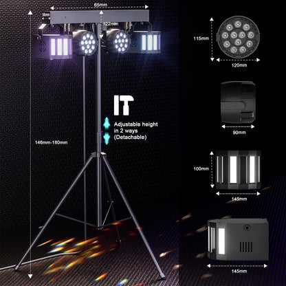 DJ Lights with Stand, 24PCS+8PCS RGBW Party Bar Light Set,Sound Activated LED Stage Lighting for Disco Wedding Halloween Christmas