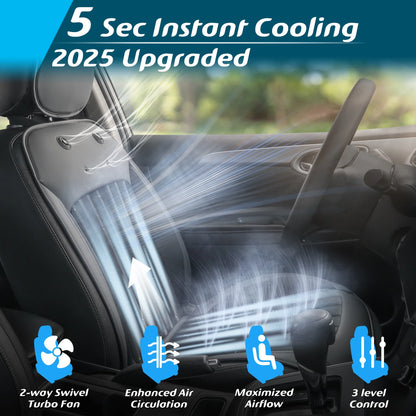Paffenery 2025 Heating and Cooling Seat Cover Front Seat, 12V-24V Ventilated Cooling Car Seat Cushion, Cooled Seat Cover for Car SUV Truck Universal Fit, Fashion Black