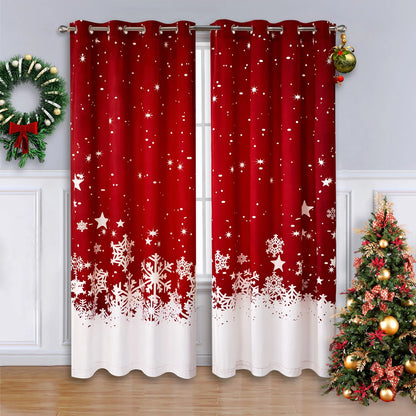 CAROMIO Christmas Curtains for Living Room, Red Velvet Window Curtains 2 Panels Set Room Darkening Curtains, 52 x 63 inches