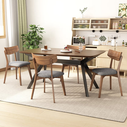 Christopher Knight Home Mid-Century 5-Piece Dining Set with Rectangular Table and 4 Light Beige Upholstered Chairs