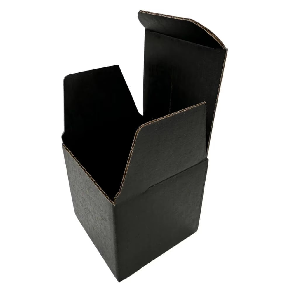 All Black Reverse Tuck Corrugated Boxes 5 x 5 x 5" (E Flute) - 100 Pack Semi-Gloss Black Luxury Black Gift Boxes for Christmas, Black Shipping Boxes for Gifting, Mailing, Personalized Gift Packing
