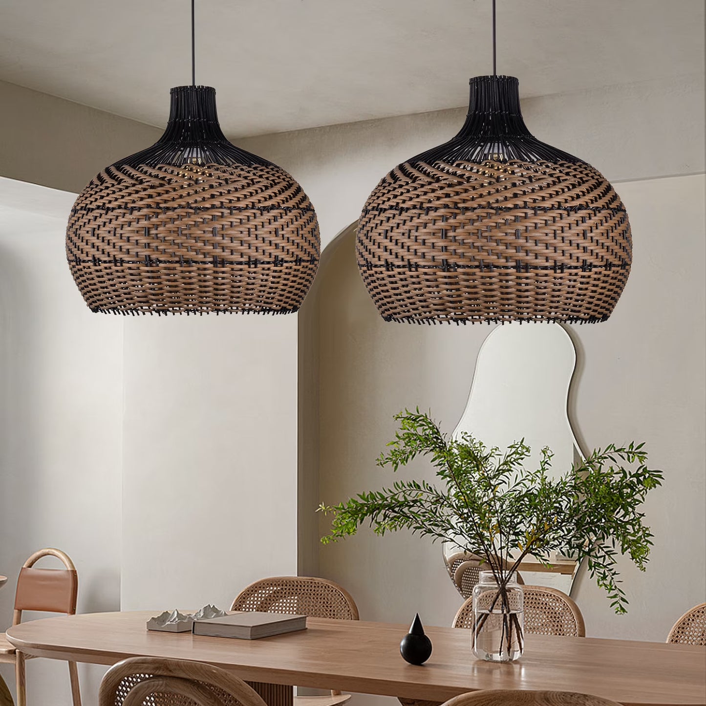 Arturesthome Basket Light Fixture Rattan Pendant Lighting for Living Room 1-Lights