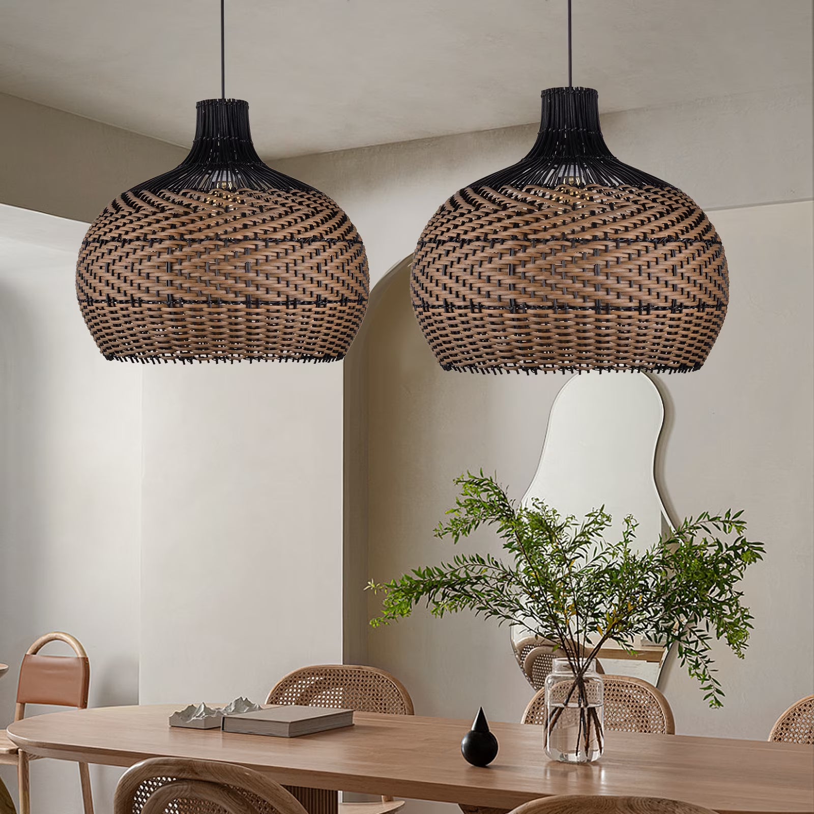 Arturesthome Basket Light Fixture Rattan Pendant Lighting for Living Room 1-Lights