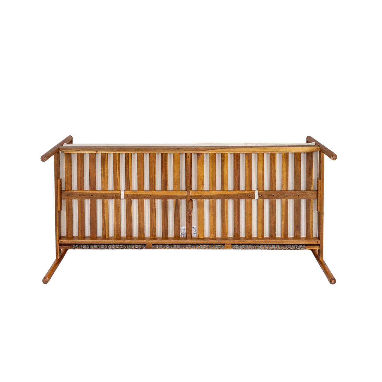 Christopher Knight Home Outdoor Patio 3-Seater Sofa with Rope Back and Cushions, Acacia Wood Frame, Cream+Teak