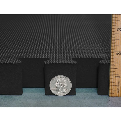 Meister X-THICK 1.5" Interlocking EVA Foam Mats - 2X Cushion for Wrestling, MMA Takedowns & Gymnastics - 2'x2' Tiles - Black - 10 Tiles (40 Sqft)