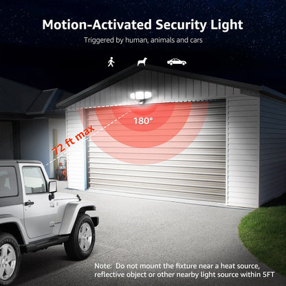 Lepro Motion Sensor Outdoor Light , LED Security Flood Lights with 3 Adjustable Heads, 270° Wide Lighting Angle, 27W 3200LM Super Bright, IP65 Waterproof for Yard Porch Garage, Black