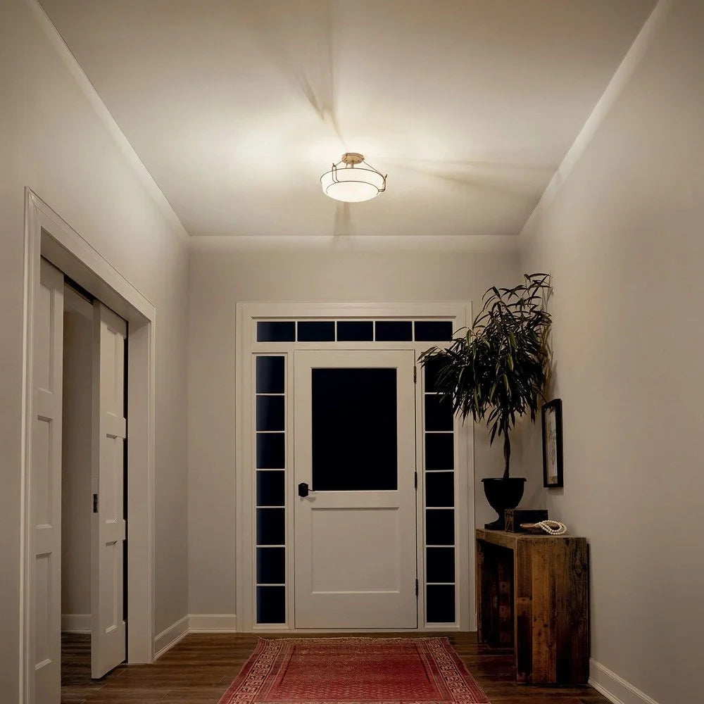 44085NI-Kichler Lighting-Alkire - 3 light Semi-Flush Mount - with Transitional inspirations - 9.25 inches tall by 16.5 inches wide-Brushed Nickel