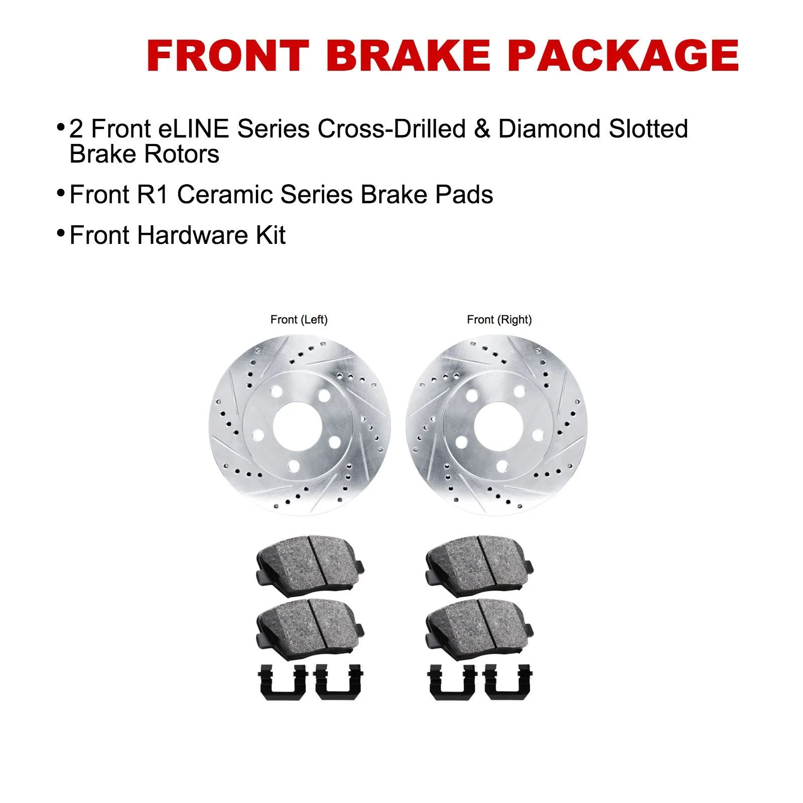 R1 Concepts Front Brakes and Rotors Kit |Front Brake Pads| Brake Rotors and Pads| Ceramic Brake Pads and Rotors |Hardware Kit WGWH1-56019