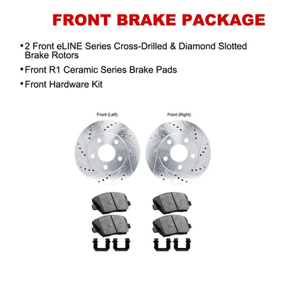 R1 Concepts Front Brakes and Rotors Kit |Front Brake Pads| Brake Rotors and Pads| Ceramic Brake Pads and Rotors |Hardware Kit WGWH1-56019