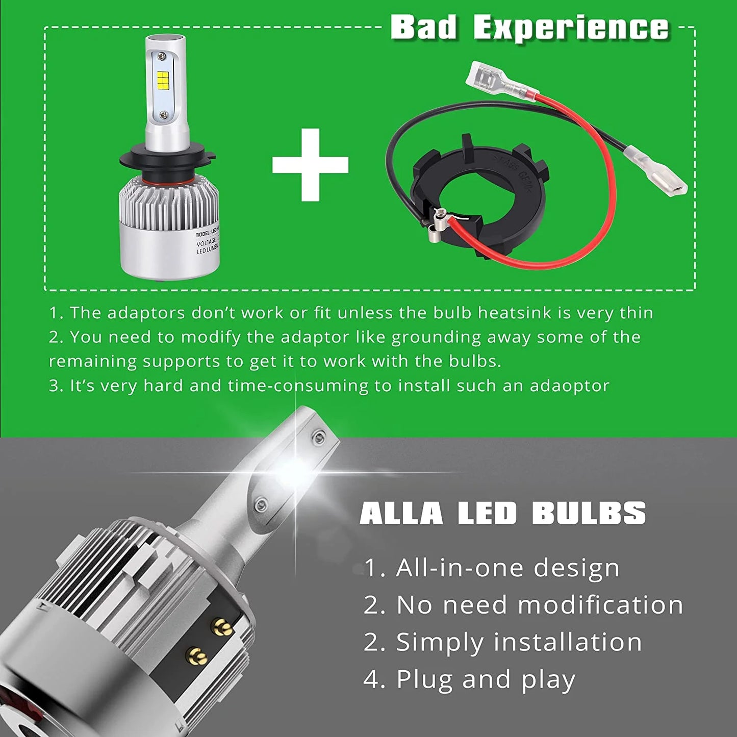 Alla Lighting Customized H7 LED Headlight Bulbs Low Beam Headlights Conversion Kits Bulbs for Volkswagen VW Passat, Golf, GTI, Tiguan, Plug-n-Play, 6000K Xenon White