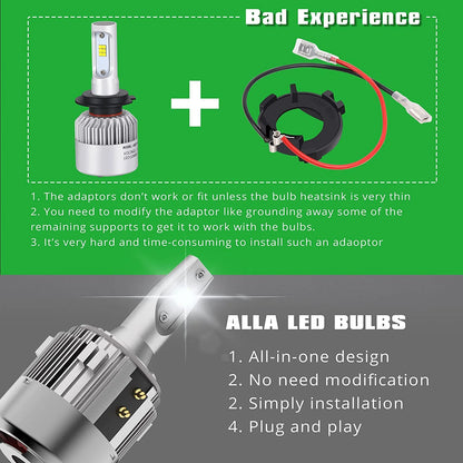 Alla Lighting Customized H7 LED Headlight Bulbs Low Beam Headlights Conversion Kits Bulbs for Volkswagen VW Passat, Golf, GTI, Tiguan, Plug-n-Play, 6000K Xenon White