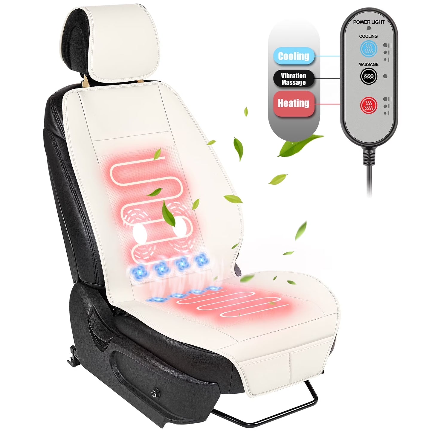 Paffenery 2025 Heating and Cooling Seat Cover Front Seat, 12V-24V Ventilated Cooling Car Seat Cushion, Cooled Seat Cover for Car SUV Truck Universal Fit, Fashion Black