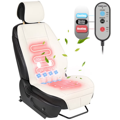 Paffenery 2025 Heating and Cooling Seat Cover Front Seat, 12V-24V Ventilated Cooling Car Seat Cushion, Cooled Seat Cover for Car SUV Truck Universal Fit, Fashion Black