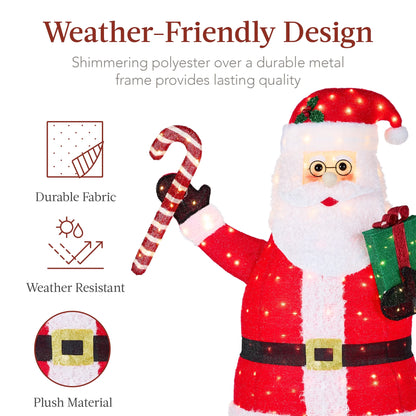 Best Choice Products 5ft Lighted Pop-Up Santa Claus, Outdoor Christmas Holiday Decoration w/250 LED Lights, Hat, Gift