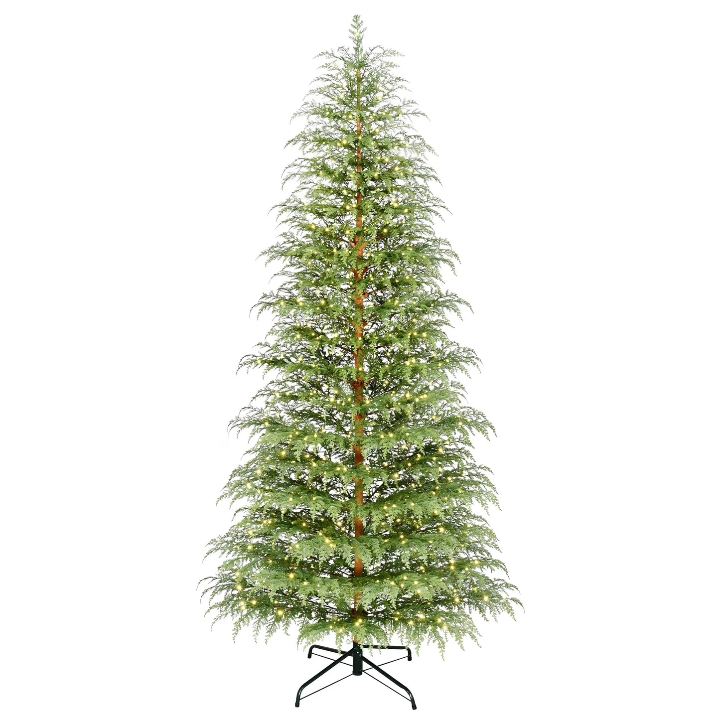 9' Pre-Lit Green Cypress Artificial Christmas Tree with 600 Warm White Twinkle LED Lights, by My Texas House