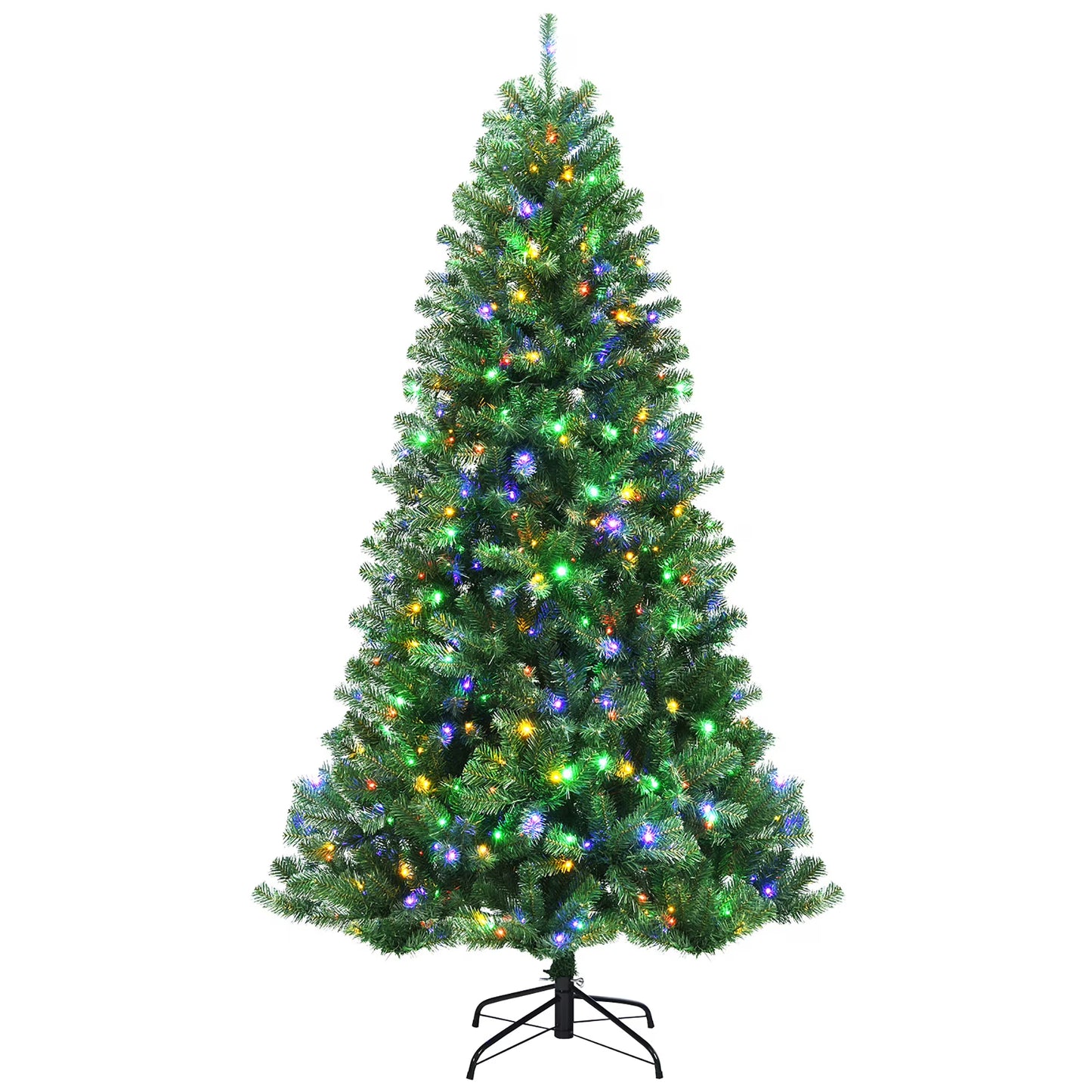 Costway 7ft Pre-lit Hinged Christmas Tree w/Remote Control & 9 Lighting Modes