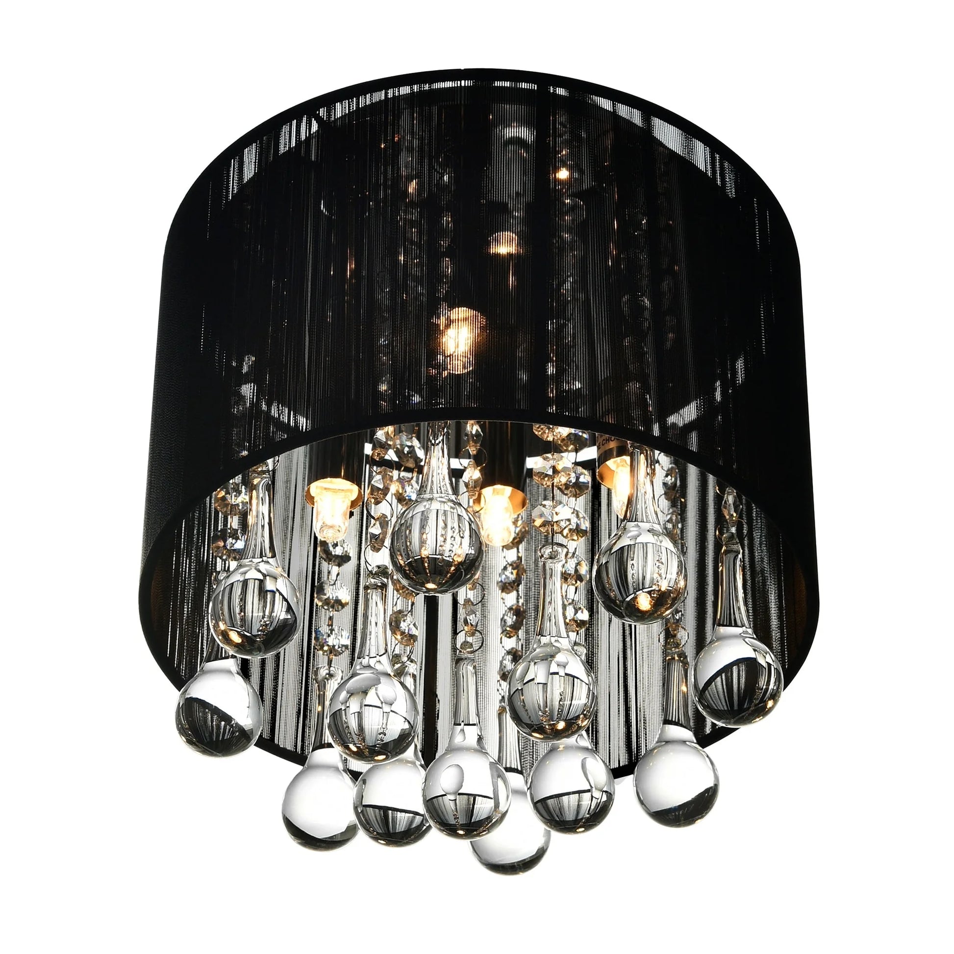 CWI Lighting Water Drop 4 Light Drum Shade Metal Flush Mount in Chrome