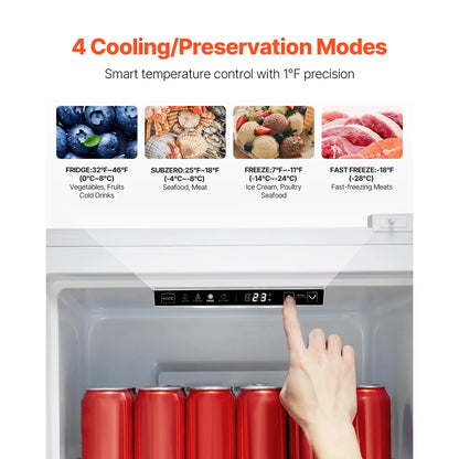 KFFKFF Convertible Upright Freezer/Refrigerator, 11 Cu.Ft Frost-Free Unit with Temperature Control, Reversible Door, Adjustable Shelves, and LED Lighting for Home, Office, or Garage