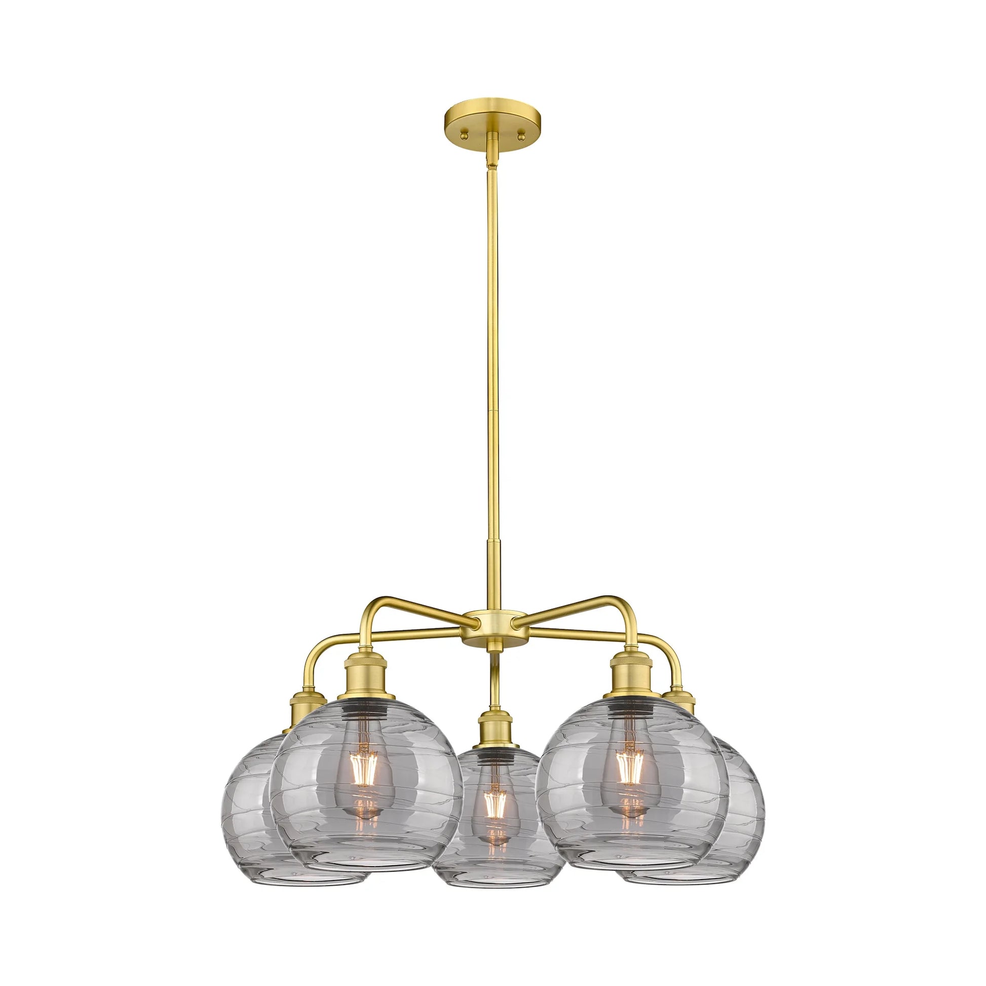 516-5CR-AC-G1213-8SM-Innovations Lighting-Athens Deco Swirl - 5 Light Stem Hung Chandelier In Industrial Style-15.38 Inches Tall and 26 Inches