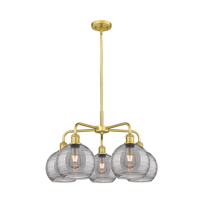 516-5CR-AC-G1213-8SM-Innovations Lighting-Athens Deco Swirl - 5 Light Stem Hung Chandelier In Industrial Style-15.38 Inches Tall and 26 Inches