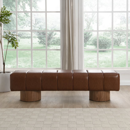 Christopher Knight Home Modern Mid-Century 64" Velvet Tufted Ottoman Bench, Faux Wood Legs, Light Gray
