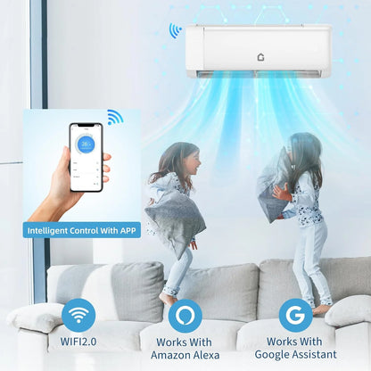 19 SEER2 9000 BTU Mini Split Air Conditioner,2025 New Update 230 V Split AC Unit Heating and Coolings up to 450,Inverter Ductless Air Conditioner w/Wifi,Remote Control.More Energy Efficient
