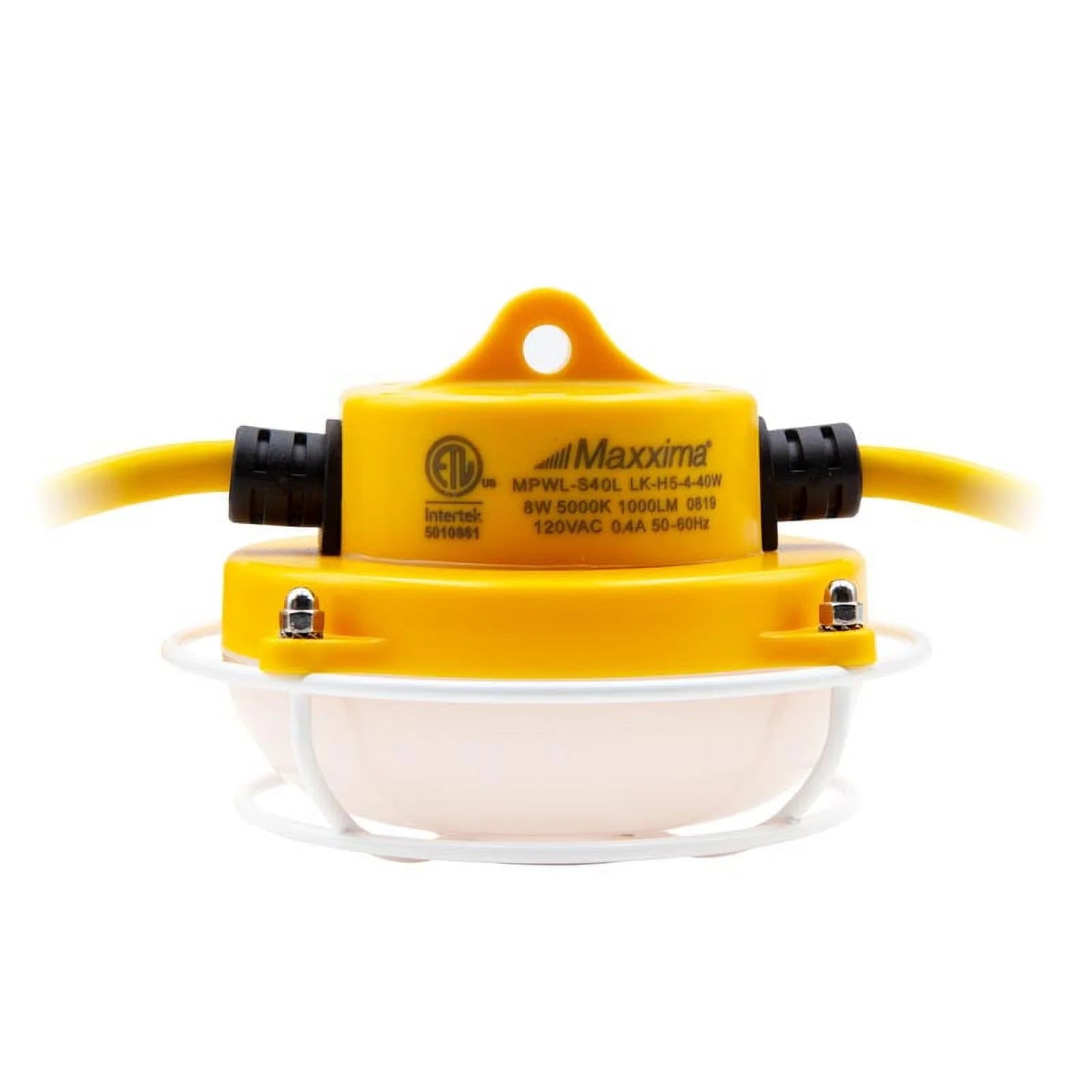 Maxxima Heavy Duty LED Construction String Light - 5,000 Lumens, 40 Watts, 50 Ft, Linkable, 5000K Daylight, IP65, Durable Fixture, Ideal for Portable Job Site or Shipyard Lighting Needs