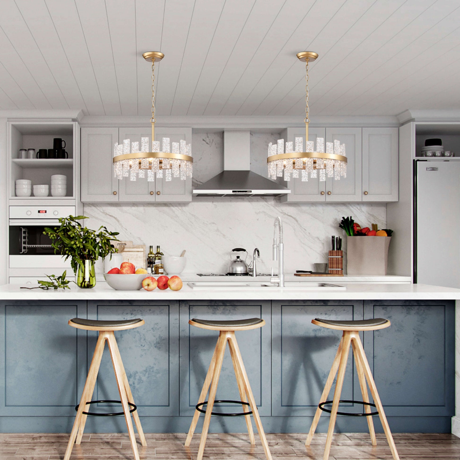 The Lighting Store Casandra 6-light Drum Glass Strip Chandelier Shiny Bronze Painted Gold, Brass, Painted