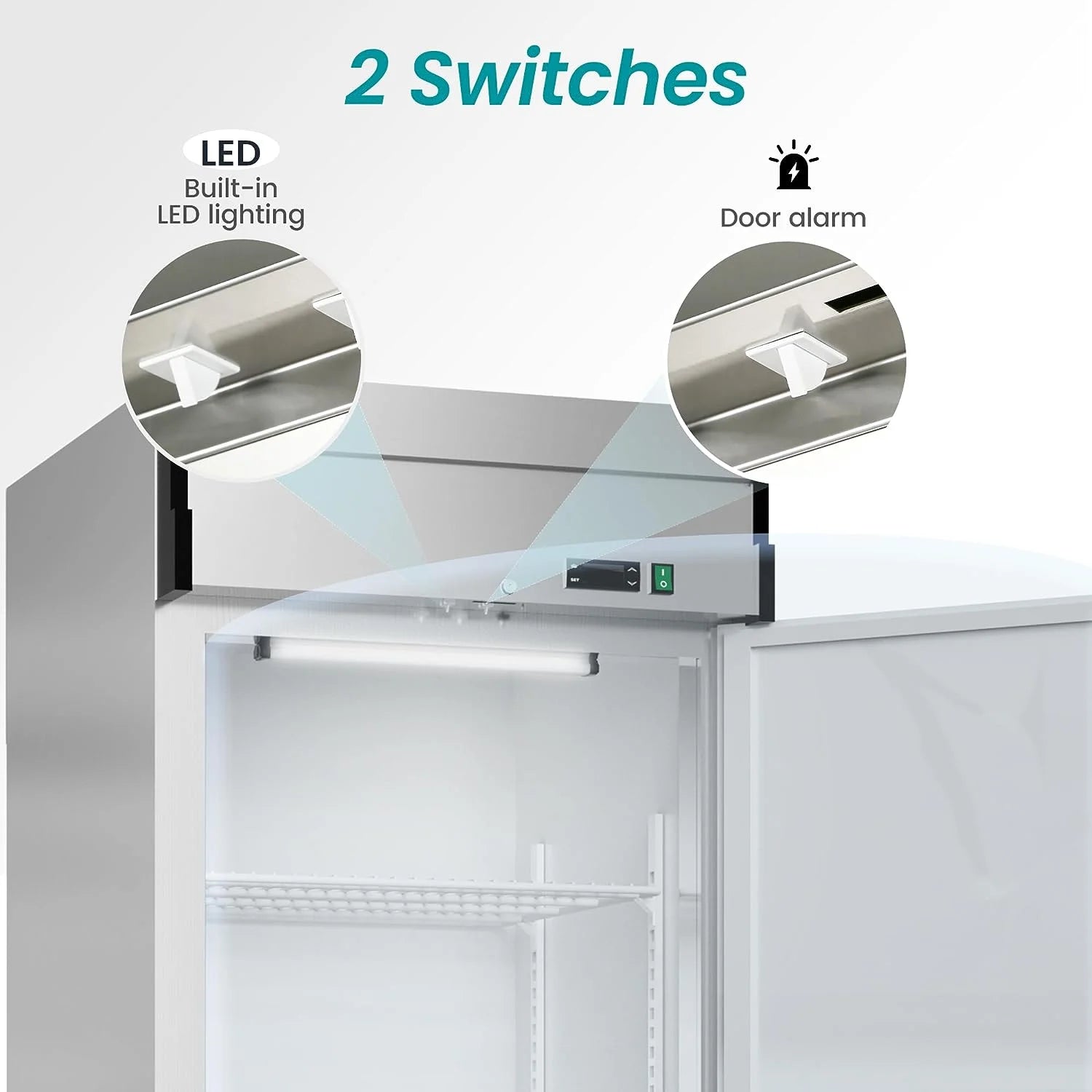 27"W Dynamic Cooling Commercial Freezer 23 Cu. Ft OmniSmart Temperature Control -10° F~10° F Self Closing Stainless Steel Reach-In Commercial Freezer Digital Thermostat LED Lighting 3 Shelves