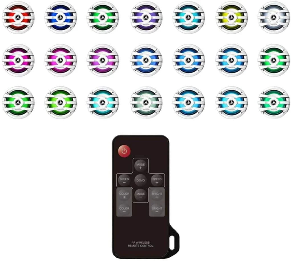 KENWOOD KFC-1673MRWL 6.75 2-Way Marine Speaker(White) with RGB Lighting, Remote Control Included, 260 Max Power