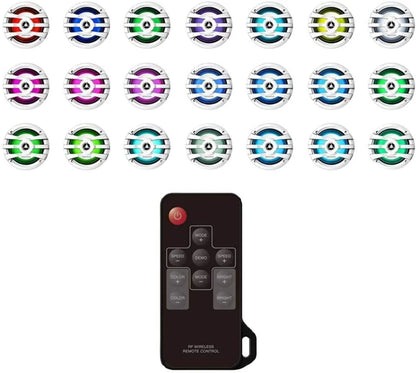 KENWOOD KFC-1673MRWL 6.75 2-Way Marine Speaker(White) with RGB Lighting, Remote Control Included, 260 Max Power