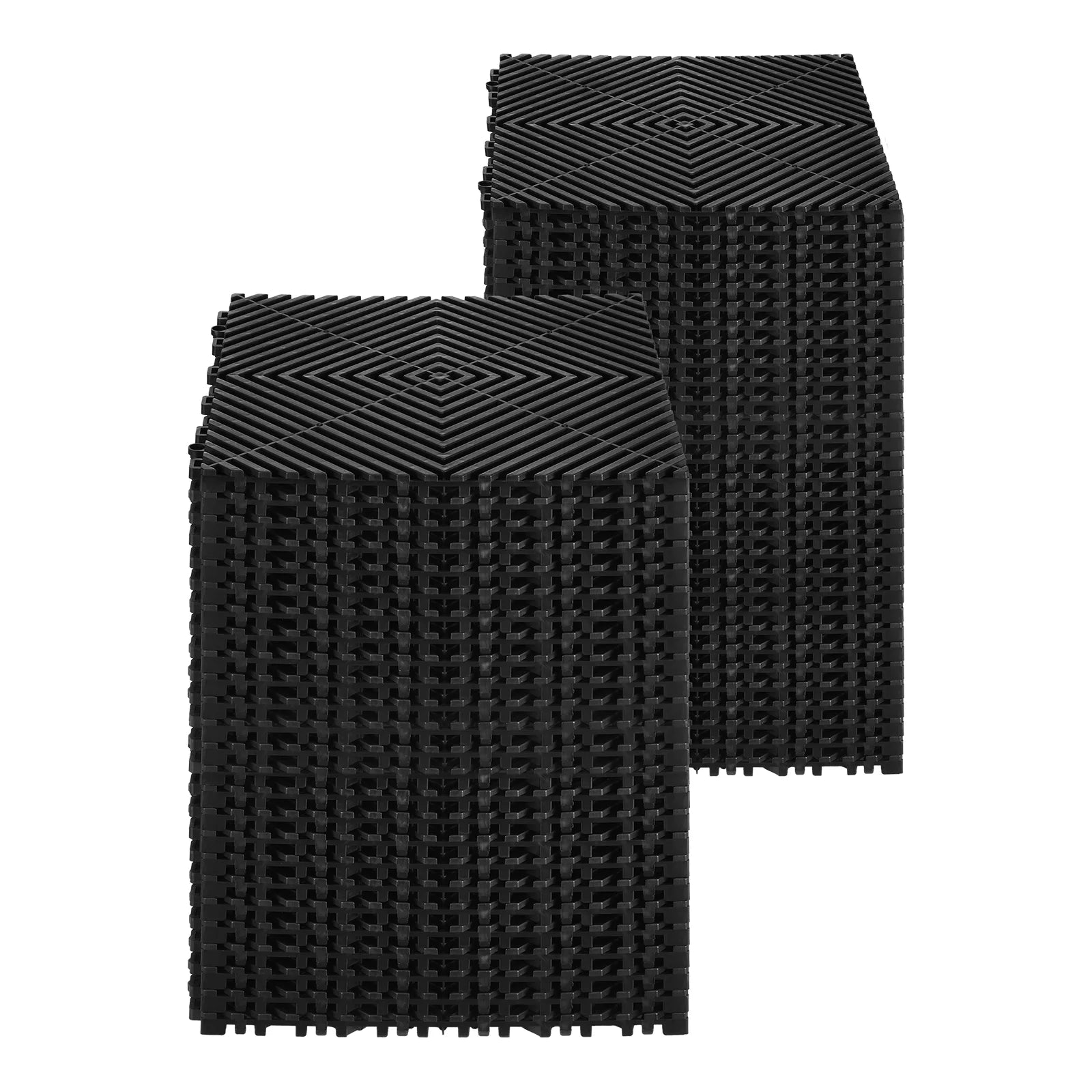 KFFKFF Drainage Floor Mat Set, 12? x 12? Modular Interlocking Padding, Set of 55 Connectable Drainage Mats, Slip-Resistant Black PP Drainage Floor and Bath Mat, Suitable for Garage, Garden