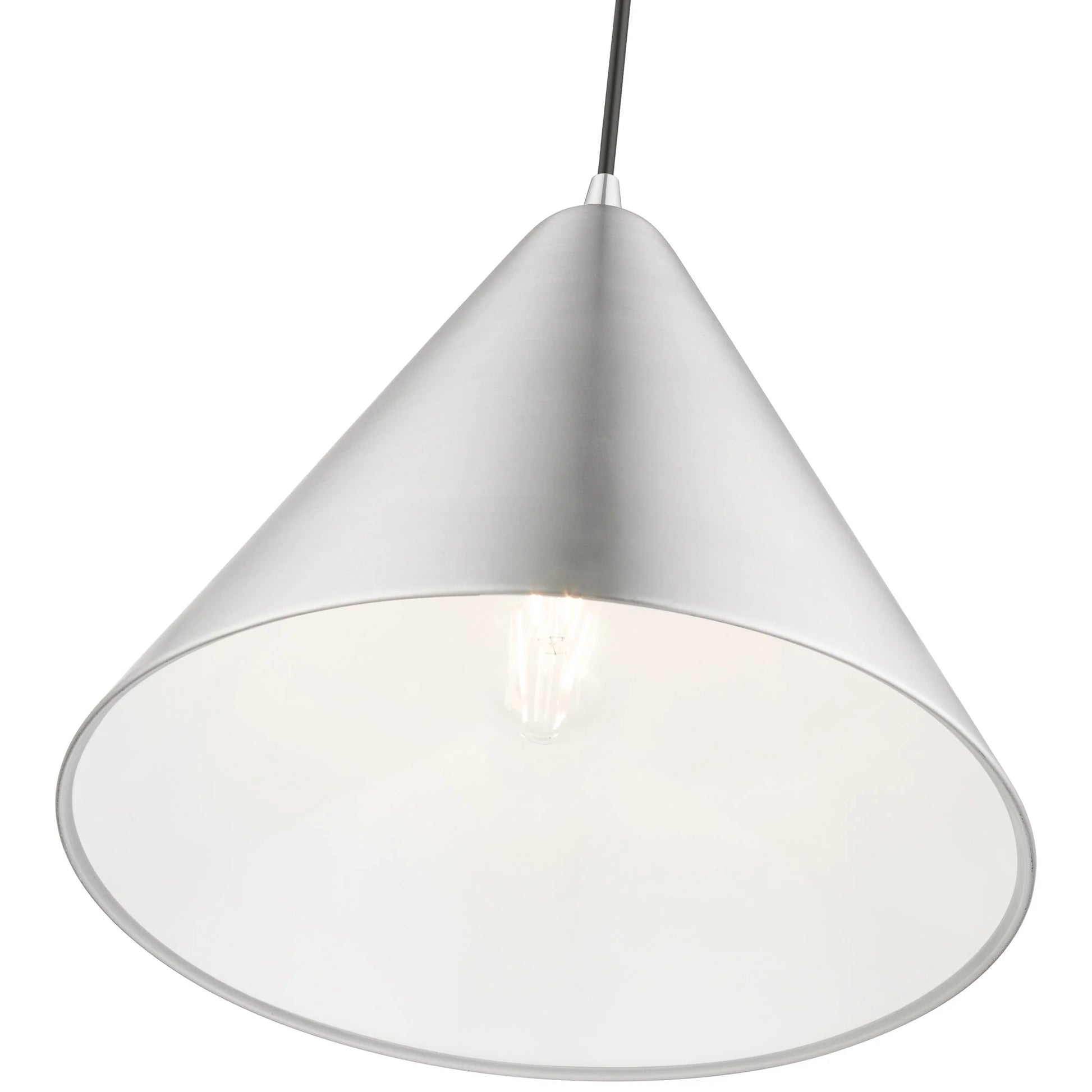 Livex Lighting Dulce 14" 1-Light Modern Metal Single Pendant in Shiny Black