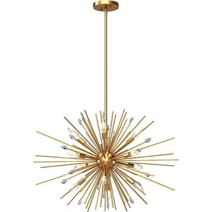 Volume Lighting Alice 12-Light Indoor Antique Gold Down Rod Chandelier - 29.5"x18"
