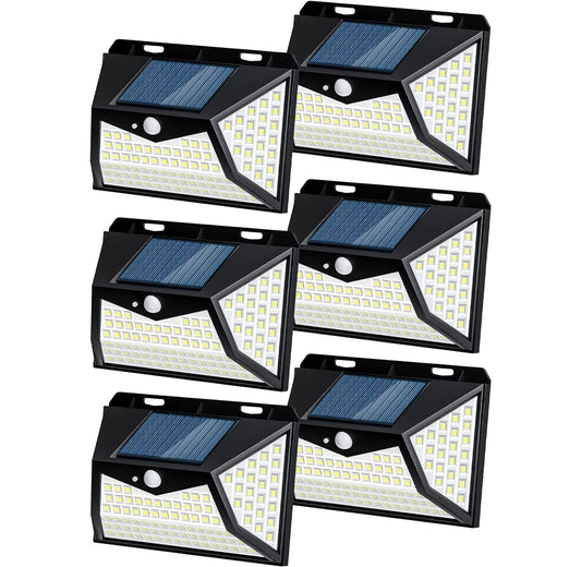 SZRSTH Solar Outdoor Lights, [118 LED/6 Packs] Motion Sensor Security Lights with 3 Lighting Modes Wireless Solar Wall Lights Waterproof for Garden Fence Yard Deck Garage