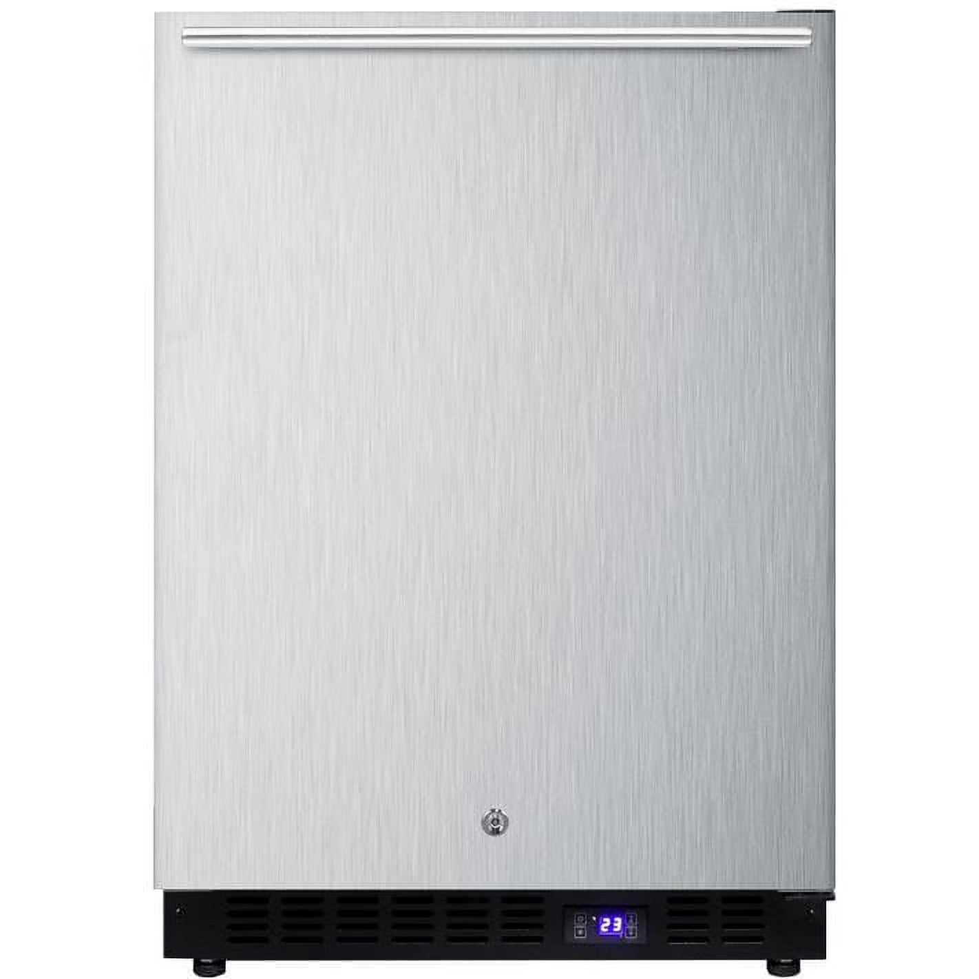 Frost-free outdoor all-freezer in complete stainless steel, w/digital thermostat, LED lighting, horizontal handle, and lock; built-in or freestanding