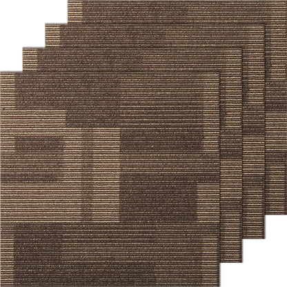 KFFKFF Carpet Squares, 24"x 24", Reusable with Attached Cushioning, Comfortable Padded Carpet Tiles, Simple Self-Installation for Living Room and Bedroom (24 Tiles, Varied Brown)