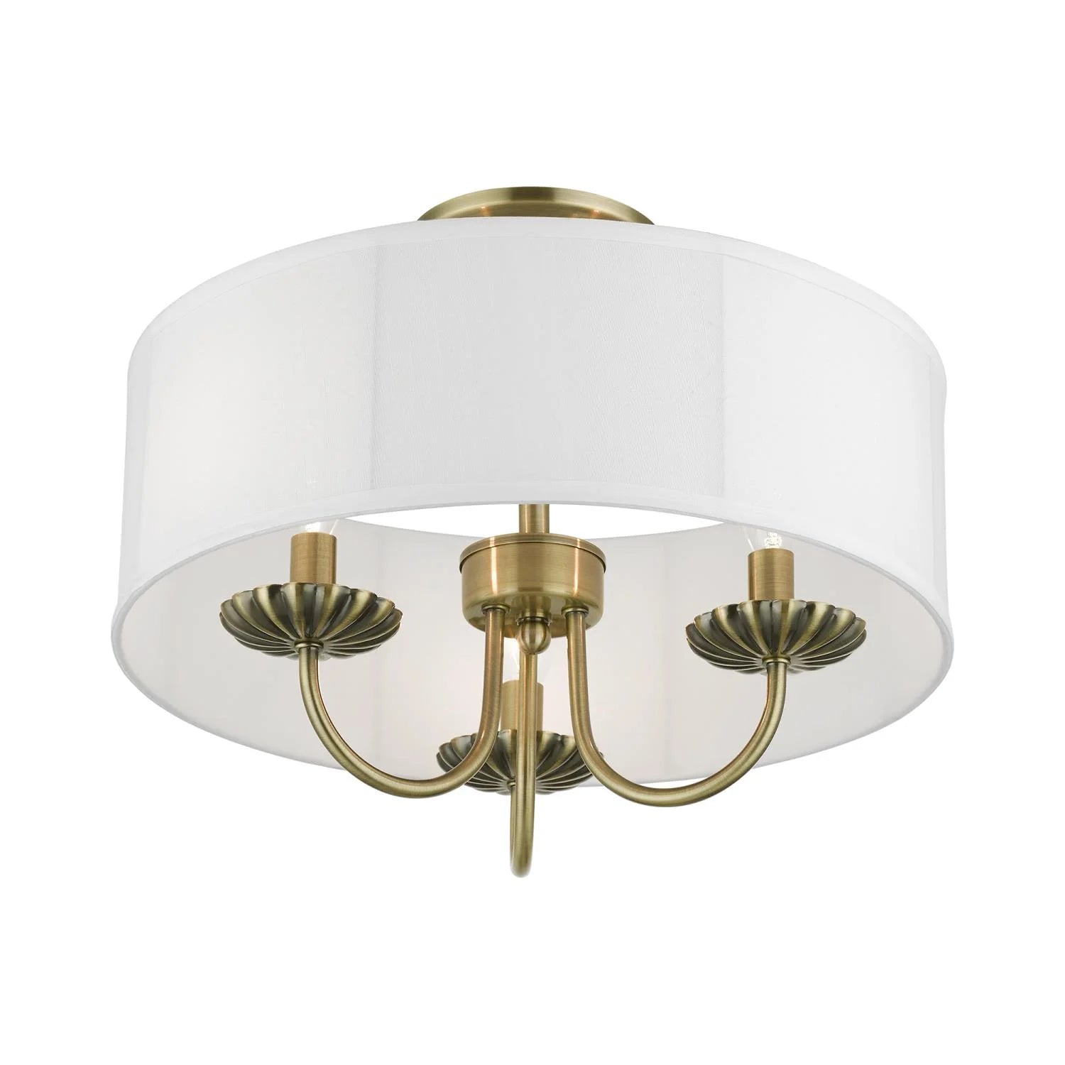 Livex Lighting - Brookdale - 3 Light Semi-Flush Mount In Transitional Style-12