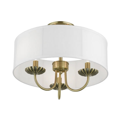Livex Lighting - Brookdale - 3 Light Semi-Flush Mount In Transitional Style-12