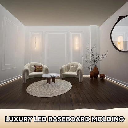 TUALCA 7-Piece 94.5? (55.12 ft) LED Baseboard Molding with Duct Kit for Seamless Ambient Home Accent Lighting | Waterproof Channel for Easy LED Strip Installation (Baseboard MOLDING with LED Duct)