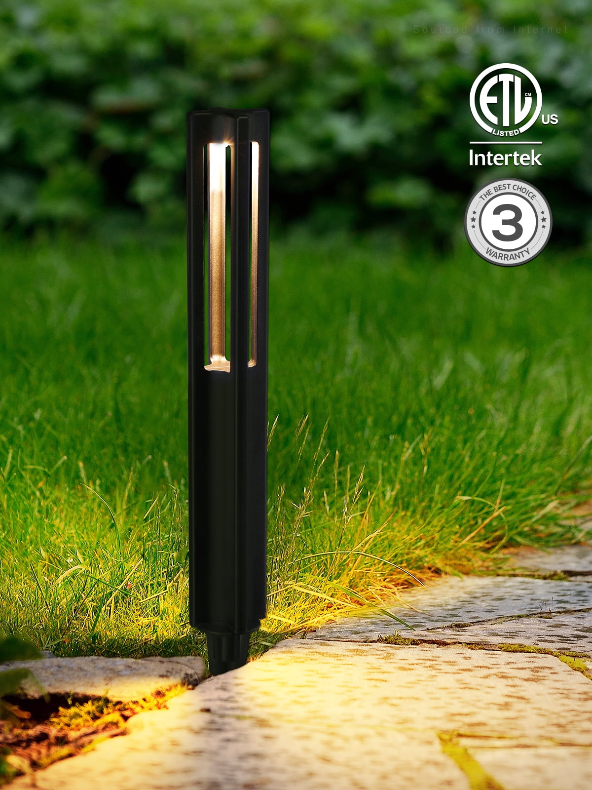 6 Pack LED Pathway Lights, 12-24V AC/DC Low Voltage Landscape Lighting , IP65, ETL Listed, Aluminum, 3000K Warm White, Black Finish