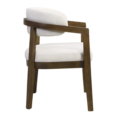 Christopher Knight Home 7-Piece Dining Set with 95" Wood Table, Curved Back Upholstered Armchairs, Walnut & Beige