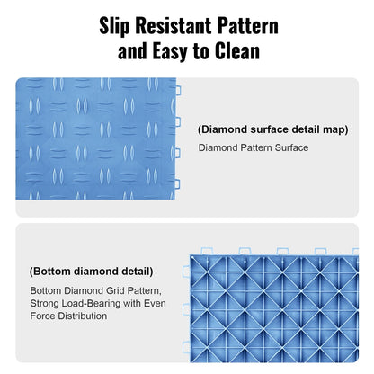 KFFKFF 12x12" 50-Pack Composite Garage Tile Garage Flooring Blue