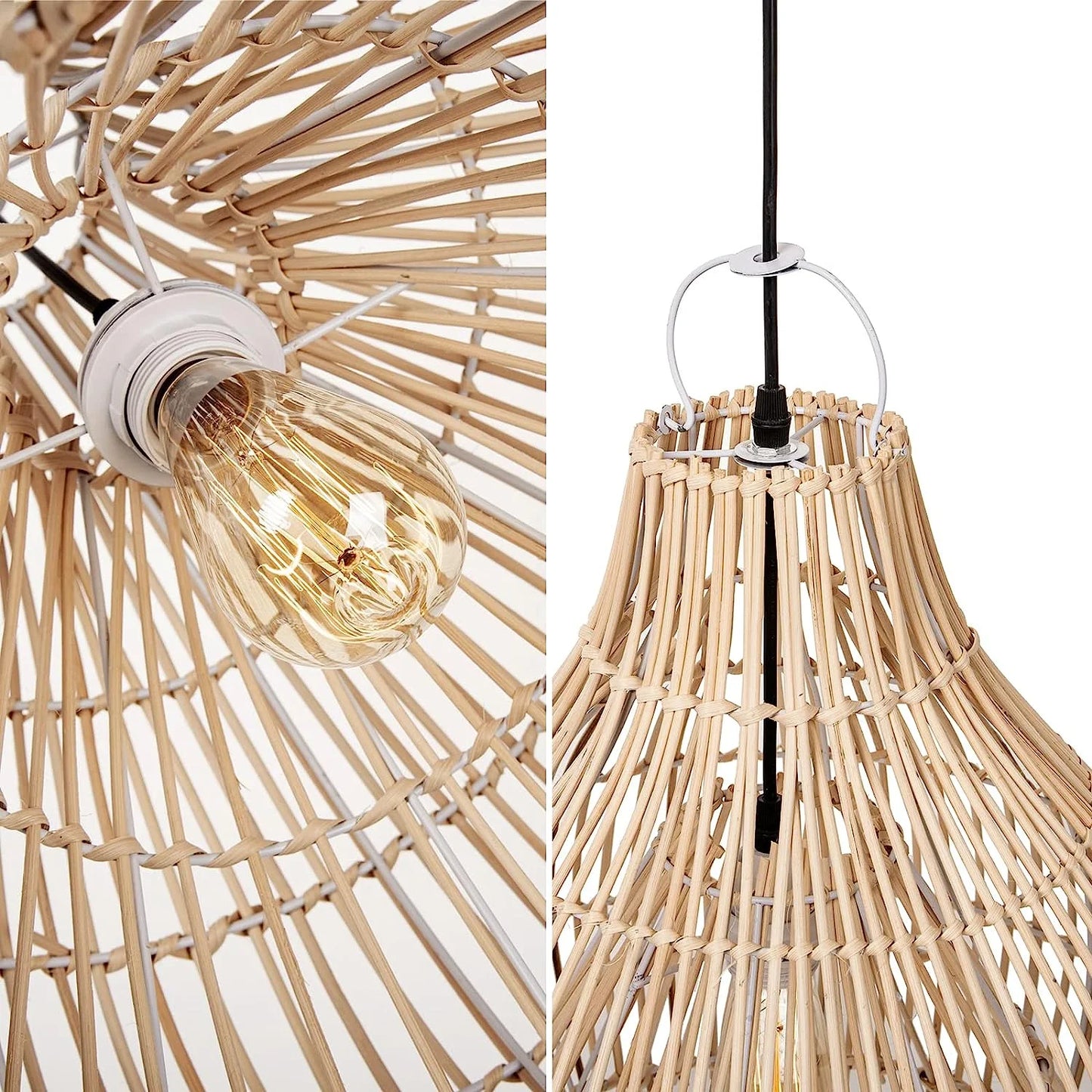Arturesthome 1 Light Bohemian Pendant Light,Natural Rattan Materials Ceiling Chandelier Hanging Lamp Lighting Fixture for Hallway