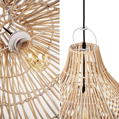 Arturesthome 1 Light Bohemian Pendant Light,Natural Rattan Materials Ceiling Chandelier Hanging Lamp Lighting Fixture for Hallway